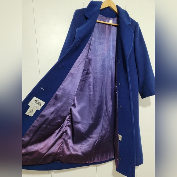 Royal Blue Long Winter Wool Coat - Picture 6 of 11